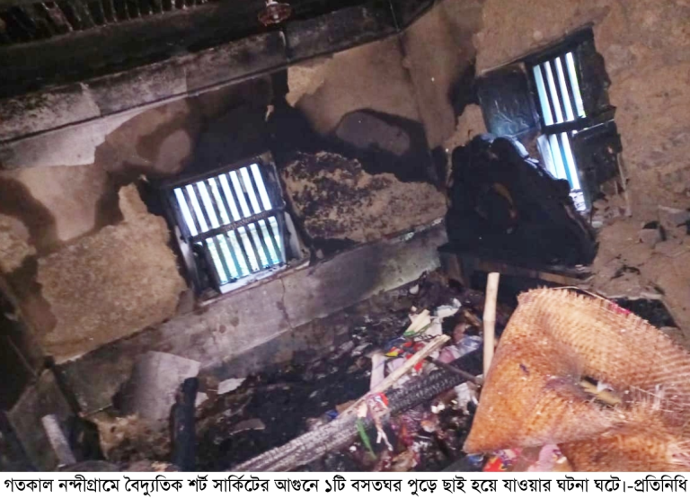 নন্দীগ্রামে বৈদ্যুতিক শর্ট সার্কিটের আগুনে পুড়লো বসতঘর: চার লক্ষ টাকার ক্ষয়ক্ষতি 