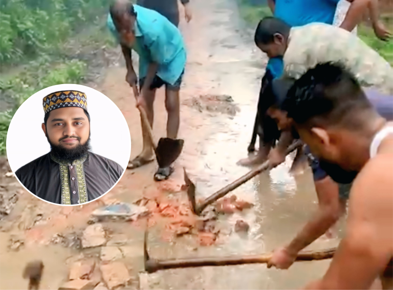 নন্দীগ্রামে রাস্তা সংস্কার করে আলোচনায় জামায়াত নেতা হাফেজ সাখাওয়াত